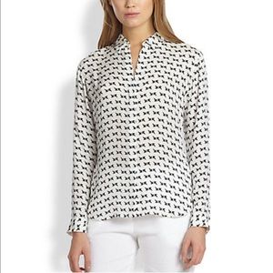 Theory Aquilina Arrow Print Silk Top